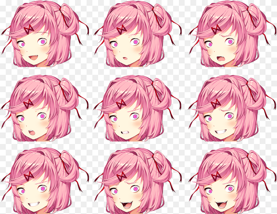 Ddlc Doki Doki Literature Club Natsuki Sprite, Book, Comics, Publication, Adult Free Png