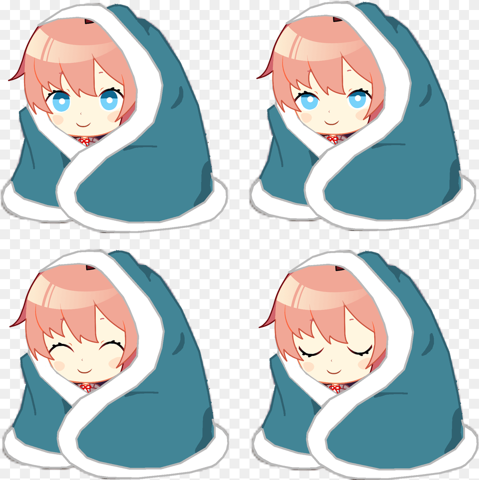 Ddlc Sleeping Chibi Sprites, Publication, Book, Comics, Face Free Png