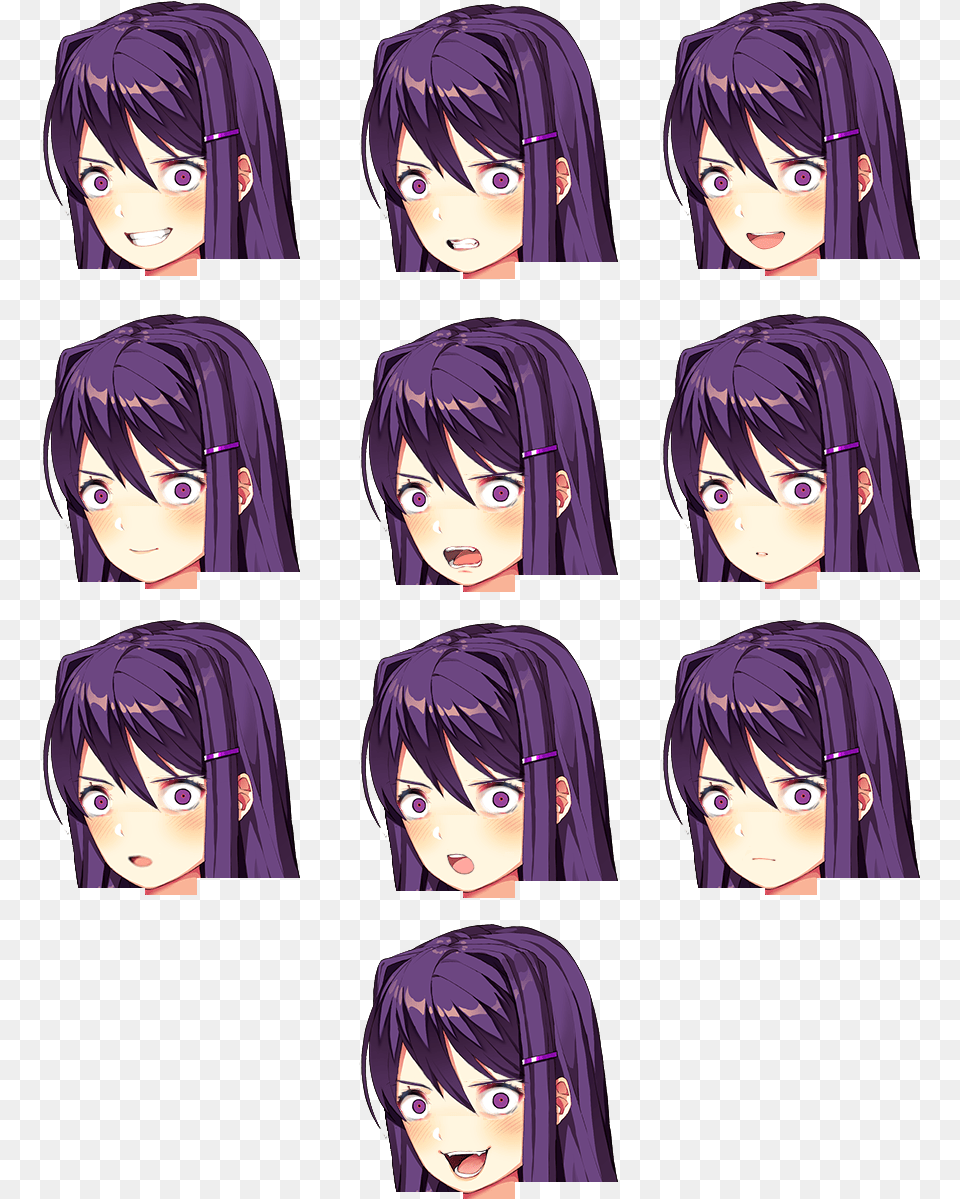 Ddlc Yuri Head Sprites Doki Doki Literature Club Yuri Angry, Book, Comics, Publication, Manga Png