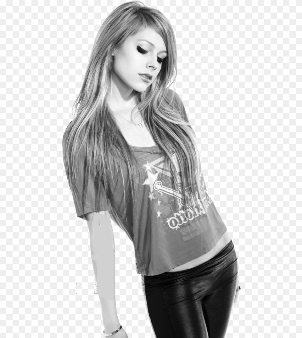 De Avril Lavigne Blanco Y Negro, Adult, Sleeve, Portrait, Photography Png