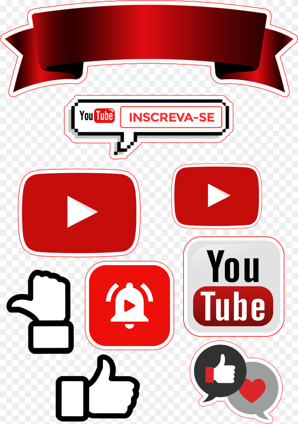 De Bolo Decorativo Com Tema Youtuber Topo De Bolo Youtube, Sticker, First Aid, Sign, Symbol Free Png Download