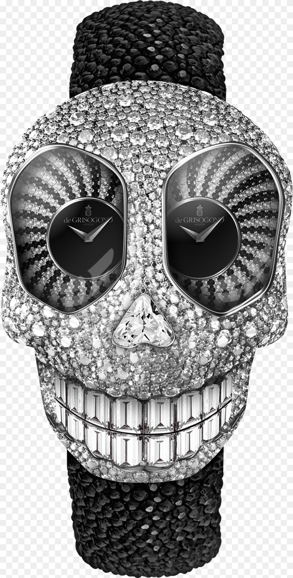 De Grisogono Black Diamond Crazy Skull Watch, Arm, Body Part, Person, Wristwatch Png