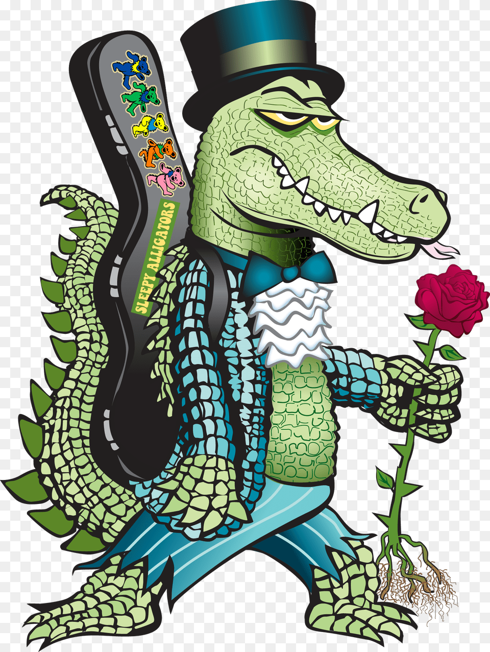 Dead Clipart Gator Alligator Grateful Dead Art, Flower, Plant, Rose, Animal Png Image