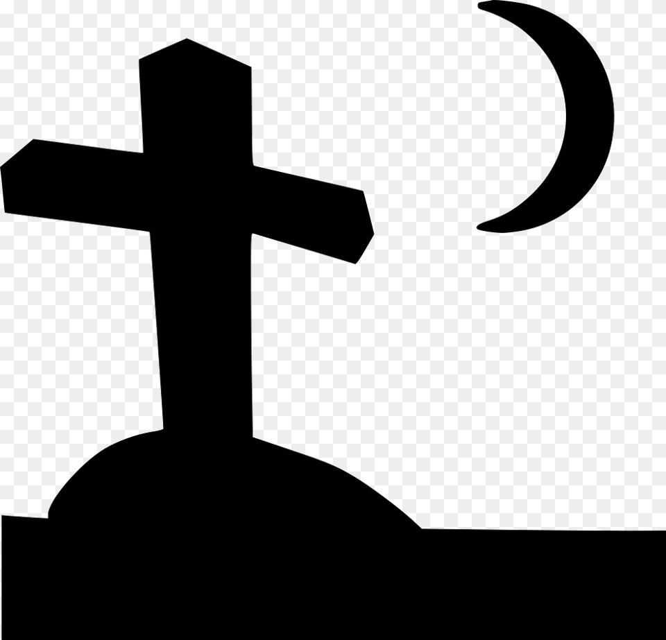 Dead Grave Cross Moon Halloween All Souls Day Icon, Symbol Free Png