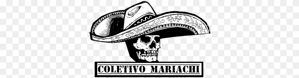 Dead Mariachi Calavera Mexican Guitar Black Amp White, Clothing, Hat, Sombrero, Cowboy Hat Free Transparent Png