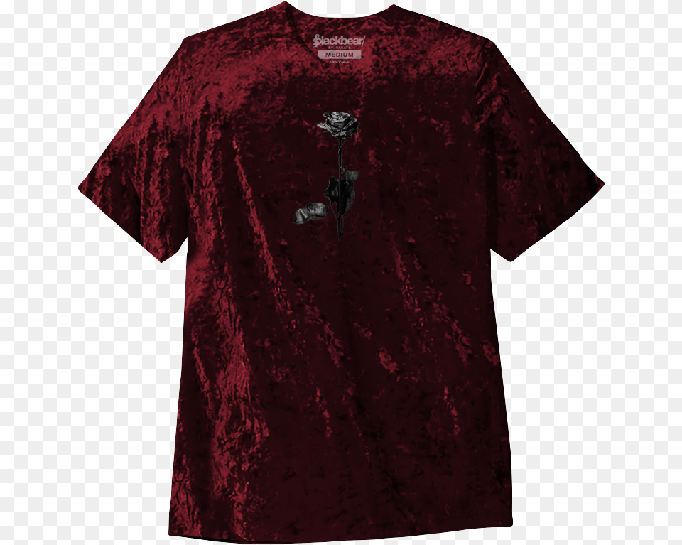 Dead Roses Crushed Velvet Tee Active Shirt, Clothing, Maroon, T-shirt Png Image
