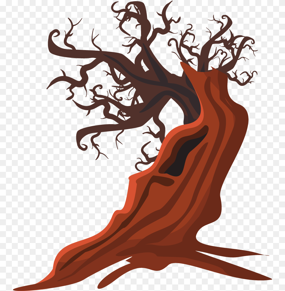 Dead Tree Clipart Spooky Dead Tree Cartoon, Outdoors, Mountain, Nature, Person Free Png Download