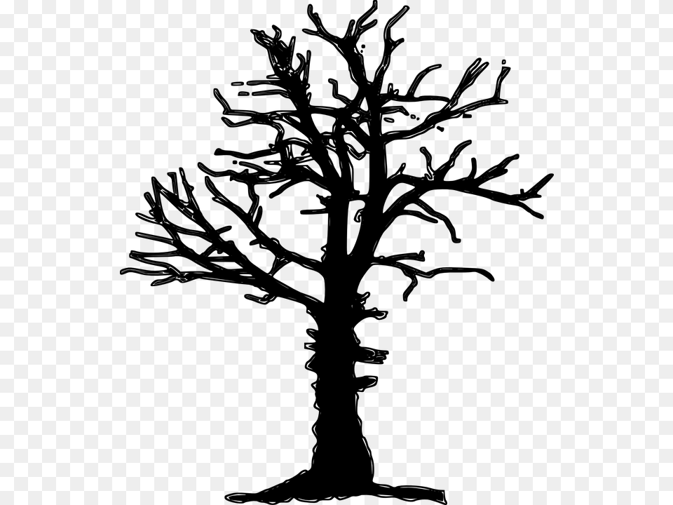 Dead Tree Silhouette, Gray Free Png