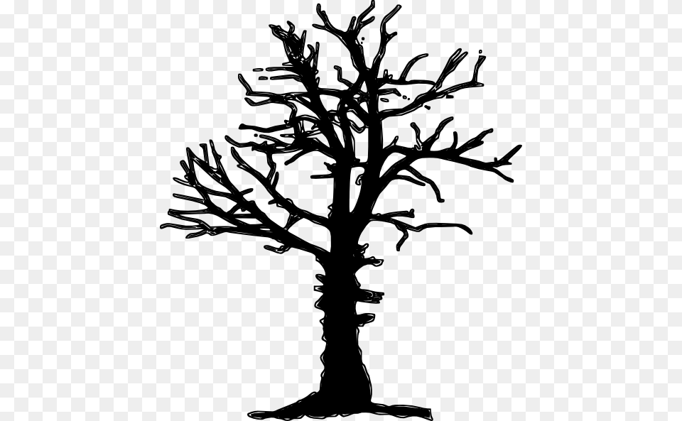 Dead Tree Silhouette Clipart Dead Tree Silhouette, Plant, Stencil, Cross, Symbol Free Png
