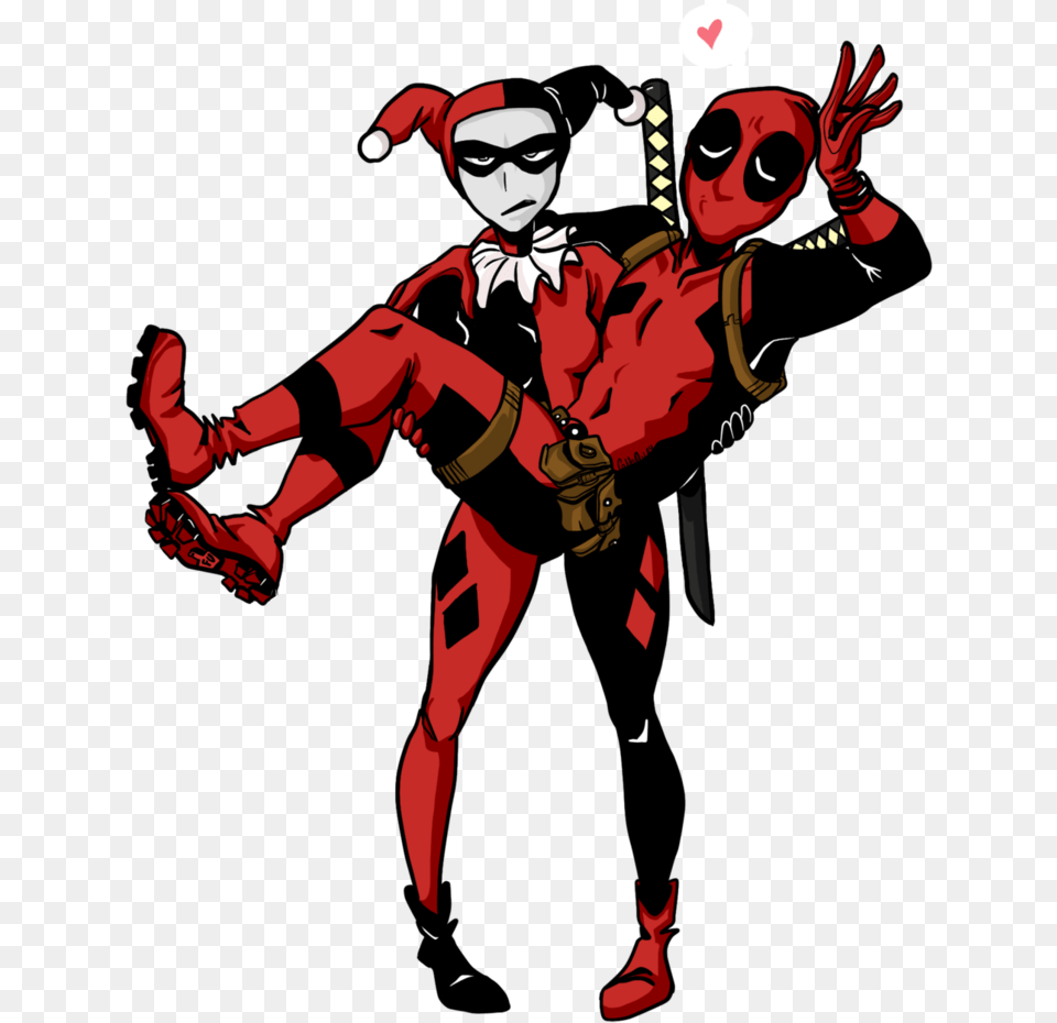 Deadpool And Harley By Cathou Booh Harley Quinn Deadpool, Adult, Person, Female, Woman Png