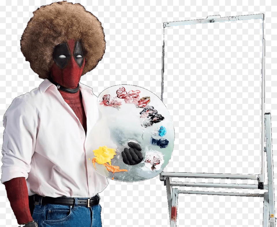 Deadpool Bobross Sticker Canvas Full Size Bob Ross Wallpaper Iphone, Adult, Male, Man, Person Free Png Download