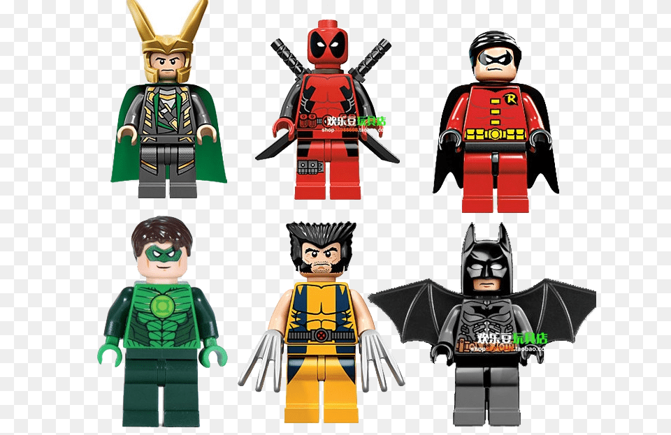 Deadpool Green Lantern Robin Wolverine Batman Minifigure Lego Clipart, Toy, Boy, Child, Male Png