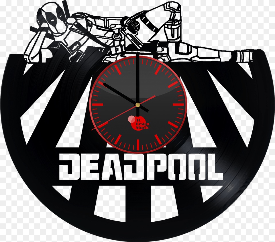 Deadpool Handmade Vinyl Record Wall Clock Fan Gift Deadpool Dxf Files, Analog Clock Free Transparent Png