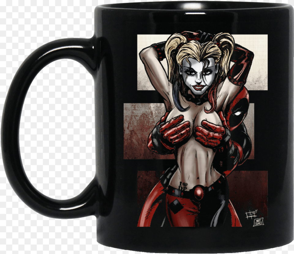 Deadpool Harley Quinn Suicide Squad Coffee Mug Tea Quality Engineer Coffee Mug, Adult, Person, Female, Woman Png Image