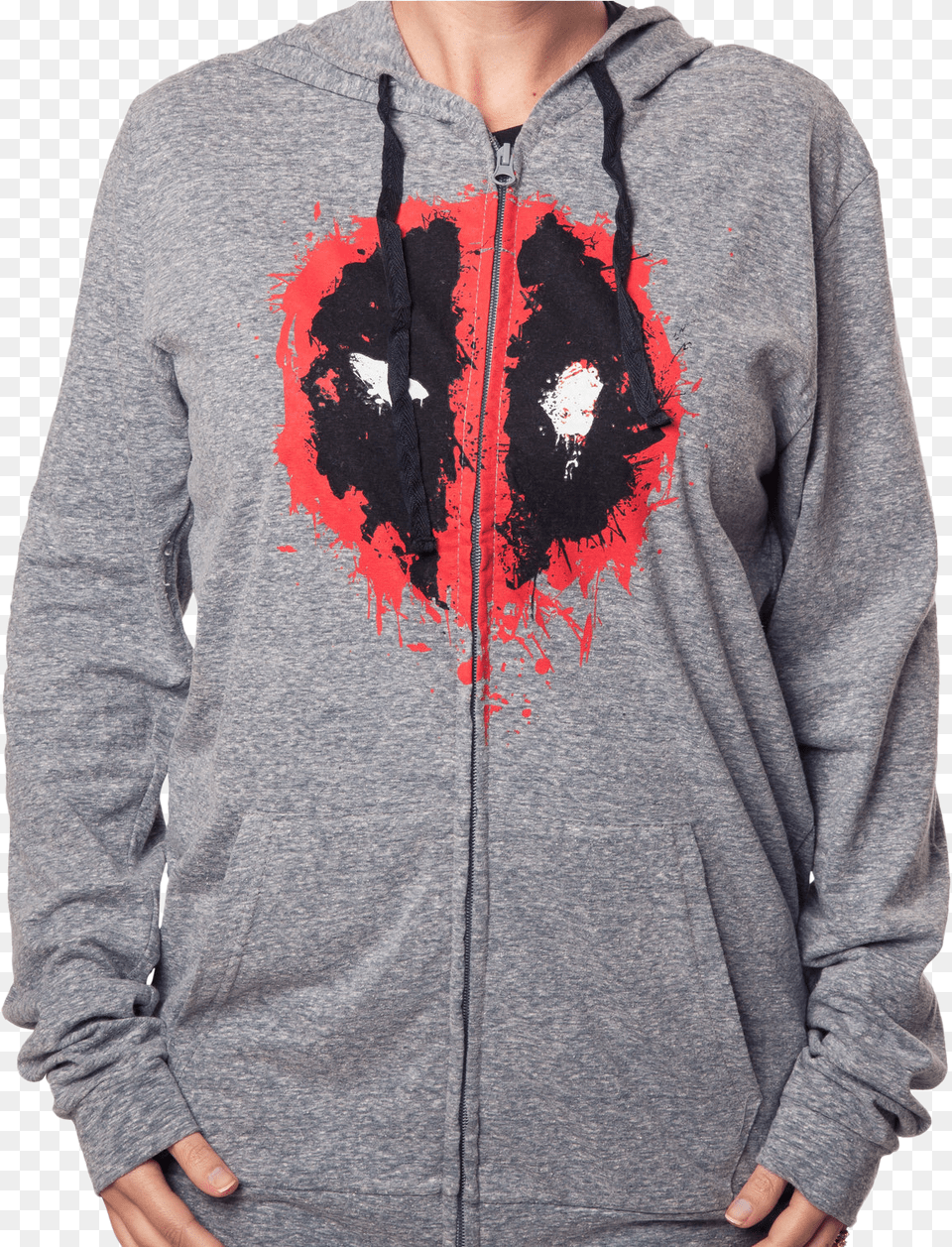 Deadpool Logo Zip Up Hoodie Hoodie, Clothing, Knitwear, Sweater, Sweatshirt Free Png