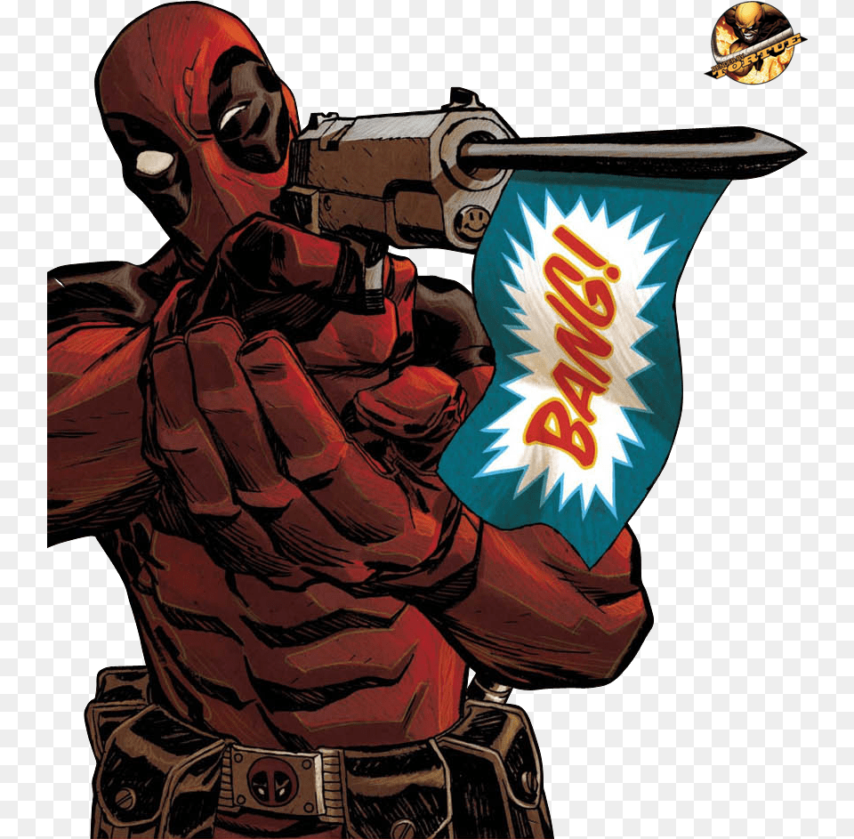 Deadpool Marvel Comics Deadpool Bang, Weapon, Firearm, Person, Man Free Png Download