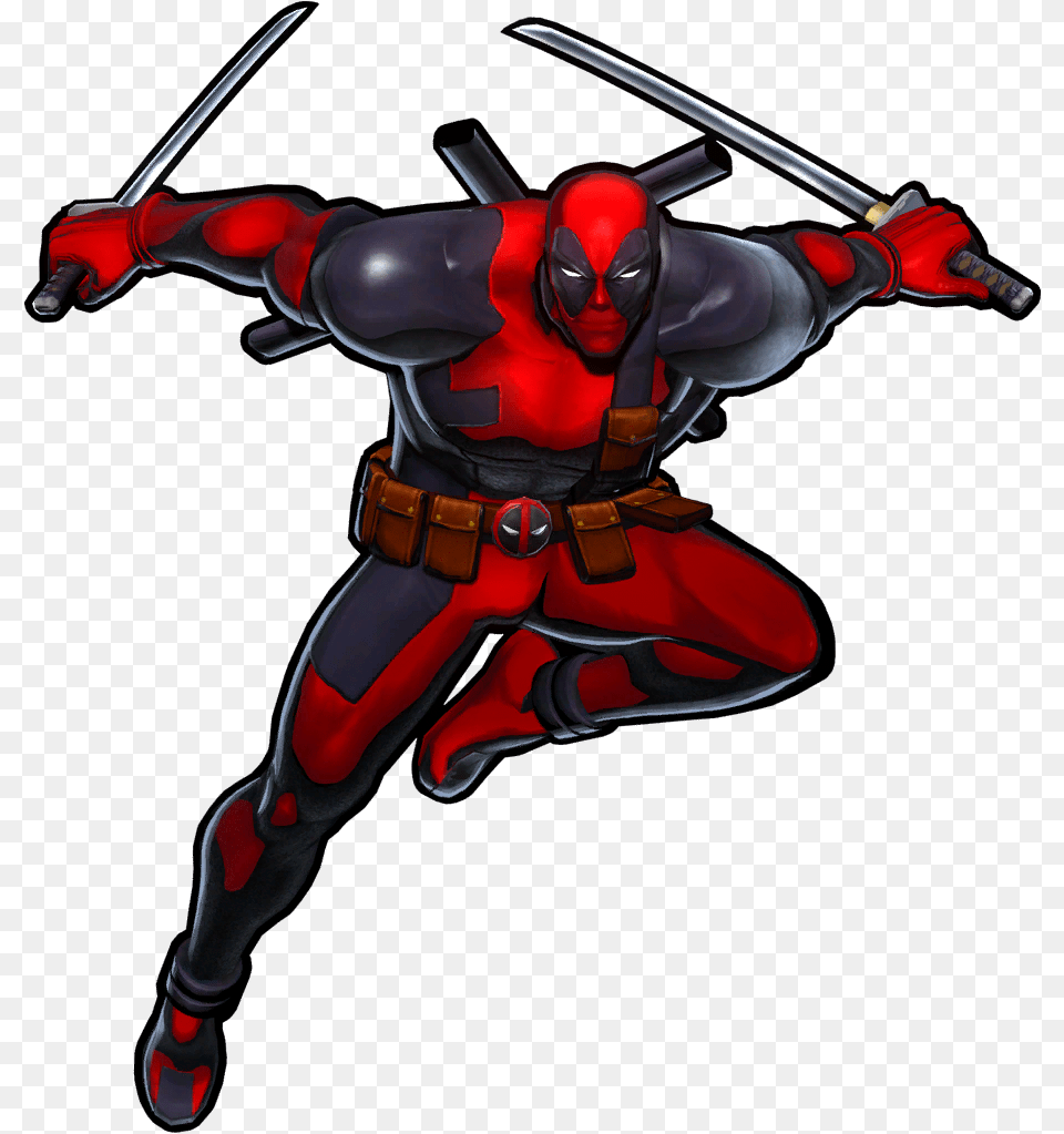 Deadpool Marvel Vs Capcom 3 Winpose Render Art Ultimate Marvel Vs Capcom 3 Deadpool, Sword, Weapon, Person, Ninja Free Png