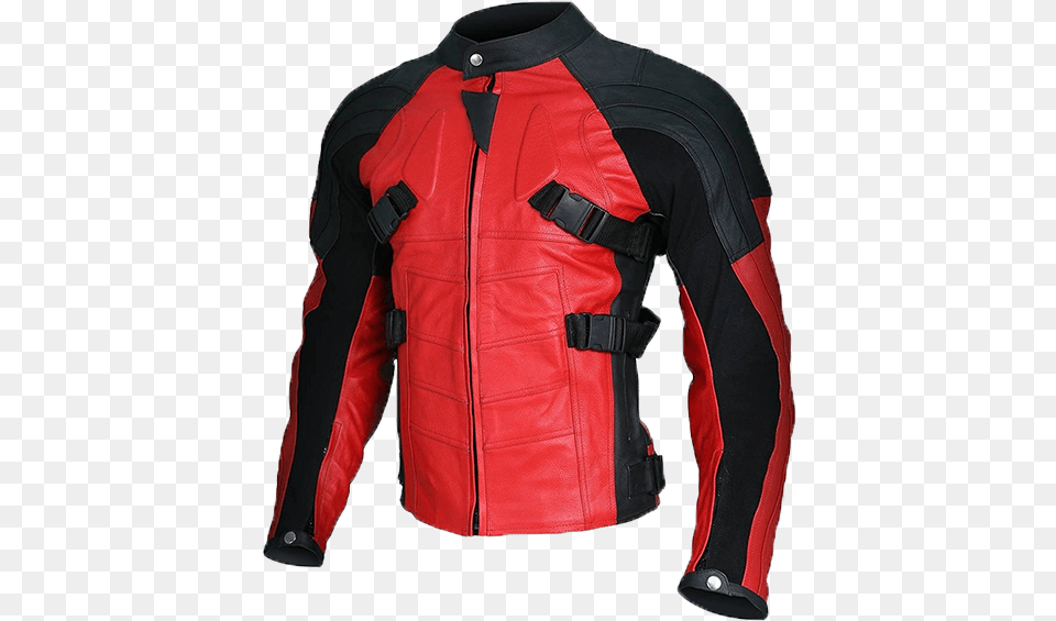Deadpool Motorcycle Armored Style Leather Jacket Leather Jacket, Clothing, Coat, Vest, Leather Jacket Free Png Download