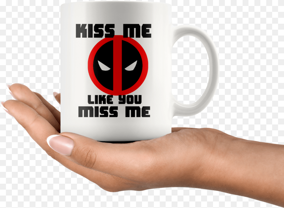 Deadpool Ryan Reynolds Movie Coffee Mug Kiss Me Mug Mug, Cup, Body Part, Finger, Hand Png Image