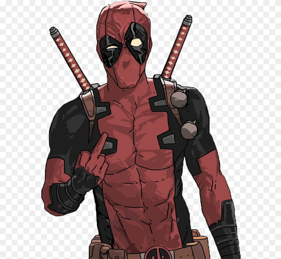 Deadpool Showing Middle Finger, Adult, Male, Man, Person Free Transparent Png