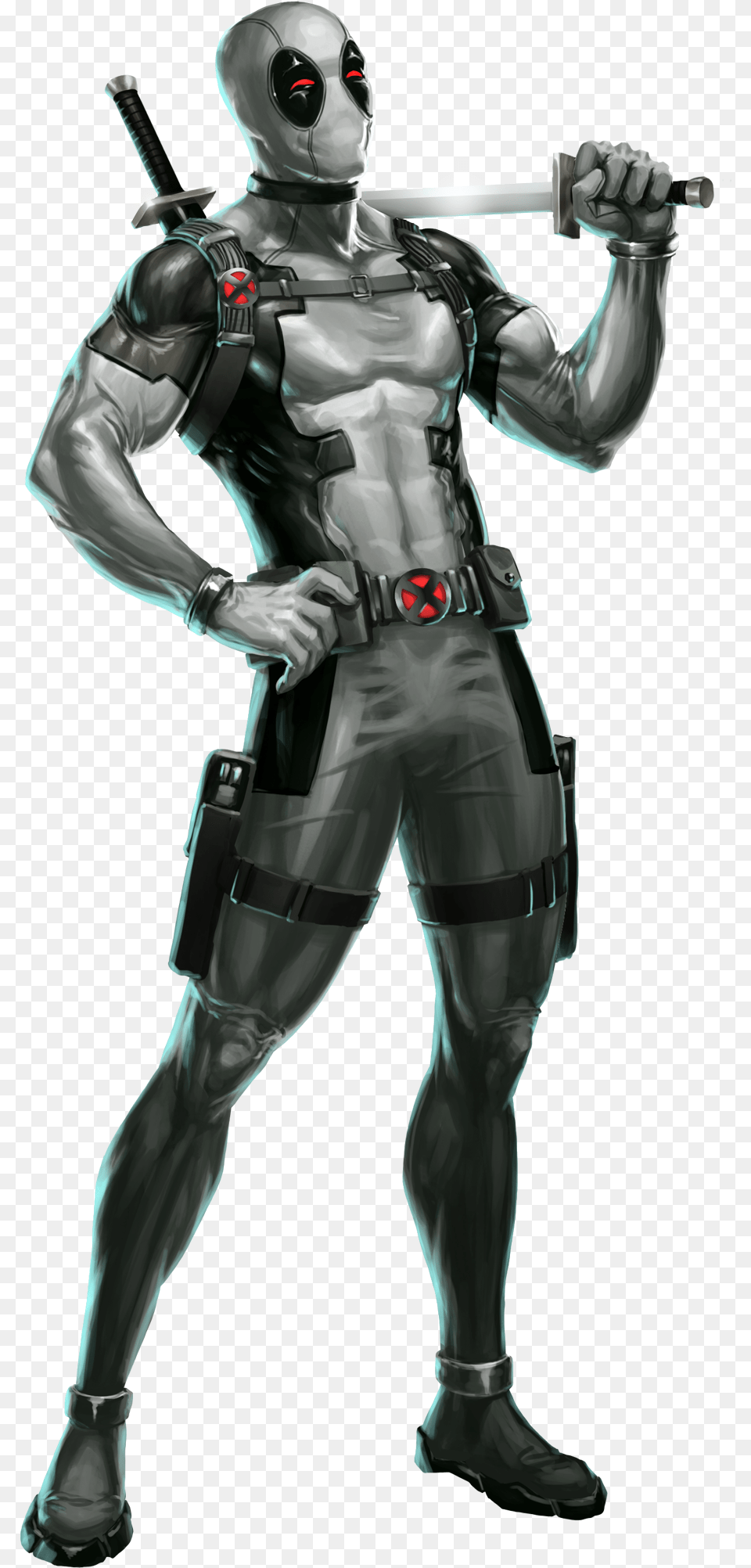 Deadpool Uncanny X Force Deadpool Black And White, Adult, Male, Man, Person Png Image