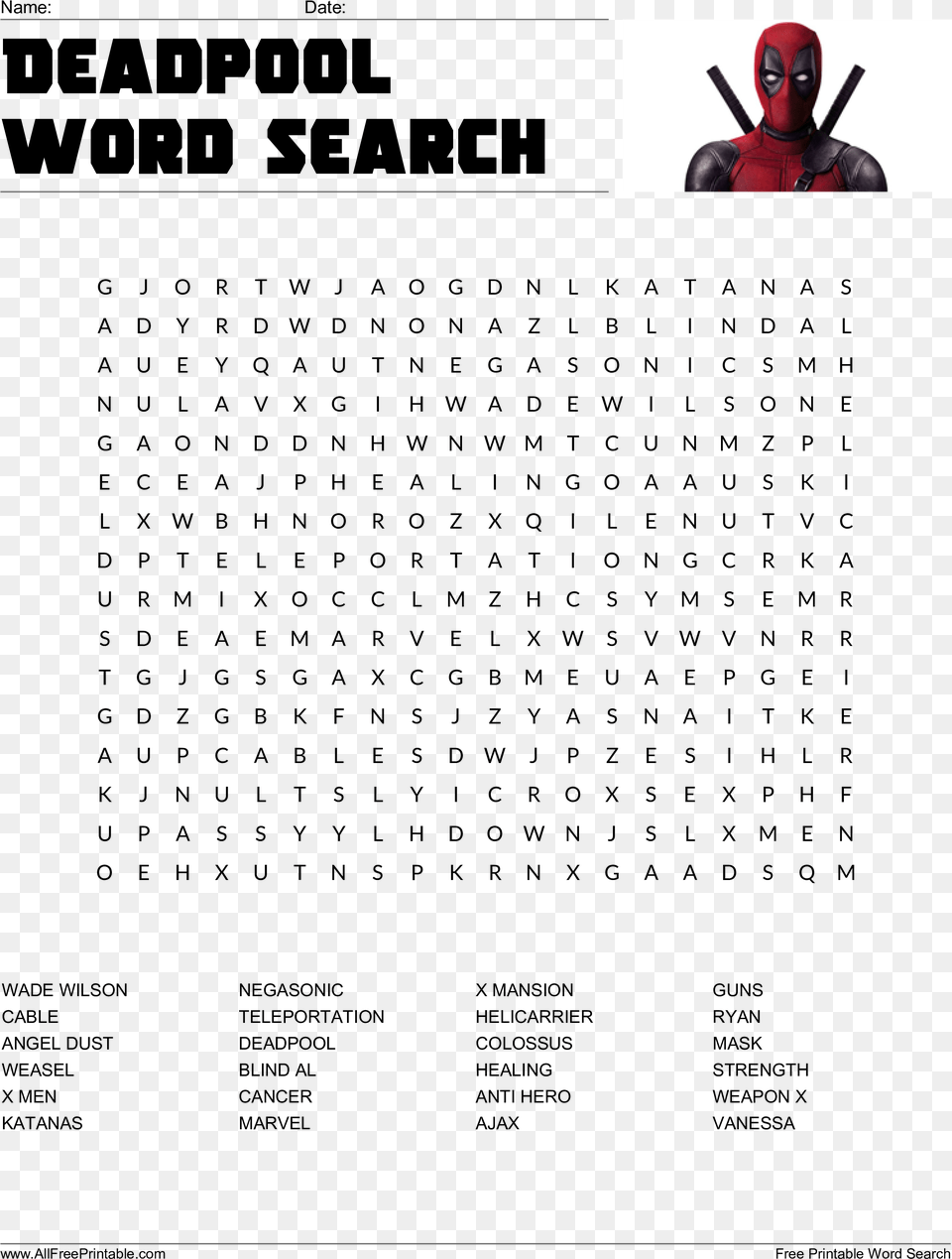 Deadpool Word Search Main Like Jesus Word Search, Adult, Male, Man, People Png Image