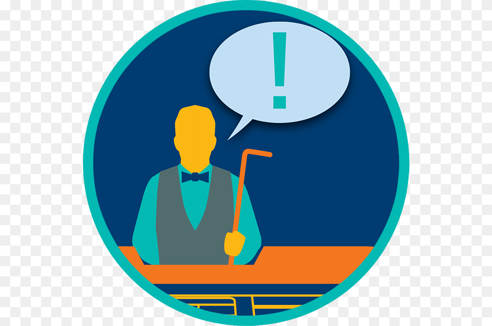 Dealer At A Table Holding A Stick With A Thought Bubble No 4 Commando Badge, Adult, Male, Man, People Free Png Download