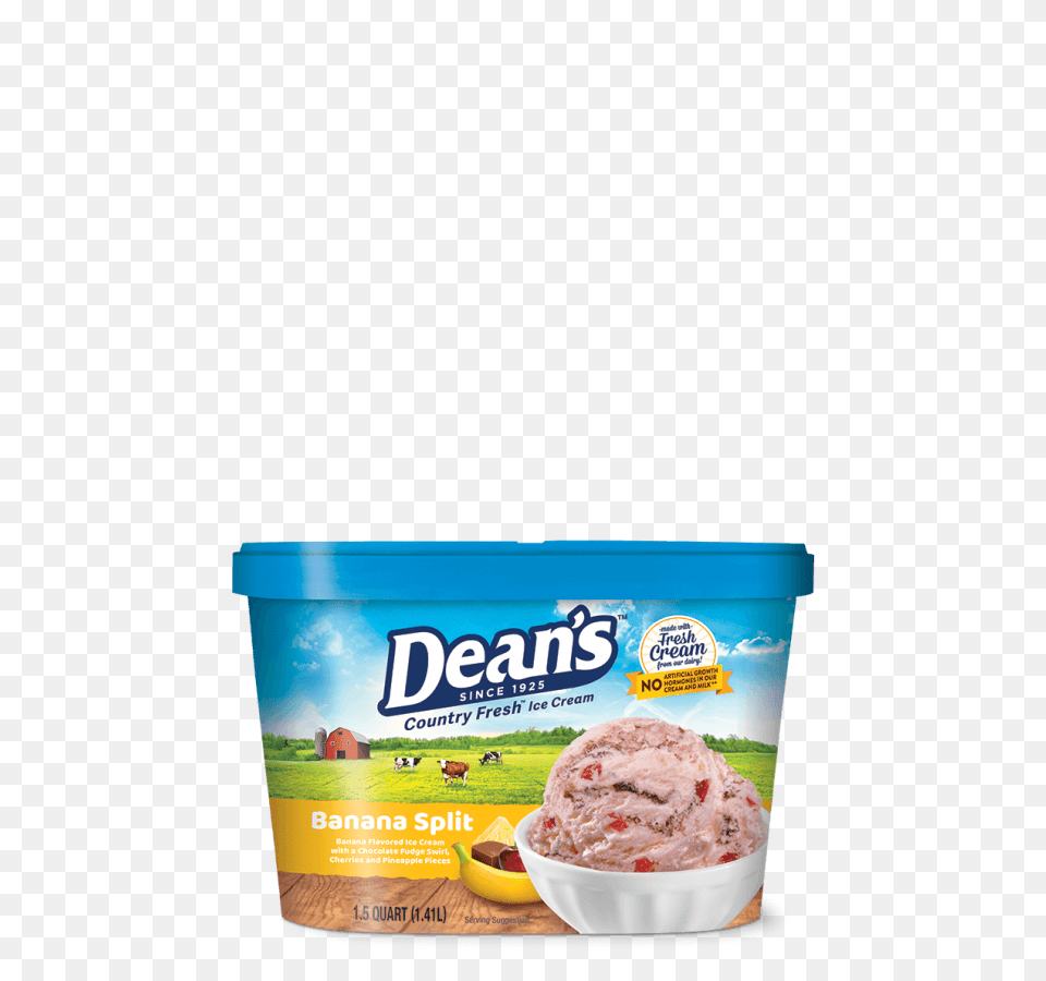 Deans Premium Banana Split Ice Cream Deans Dairy, Food, Ice Cream, Dessert, Frozen Yogurt Free Png Download