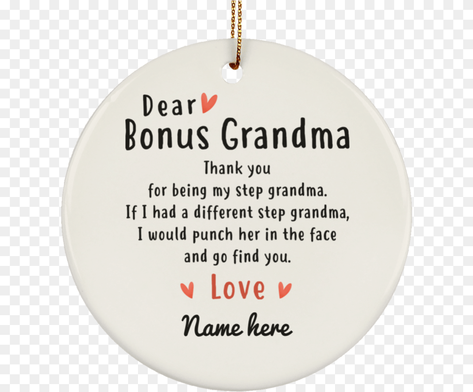 Dear Bonus Grandma Personalized Circle Ornamentclass Circle, Accessories, Jewelry, Necklace, Pendant Free Transparent Png