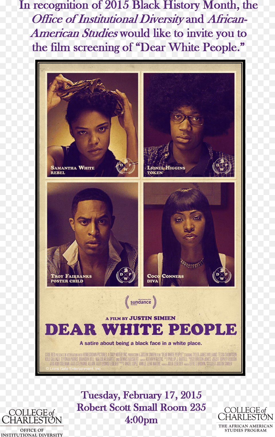 Dear White People 2014, Woman, Male, Person, Poster Free Png