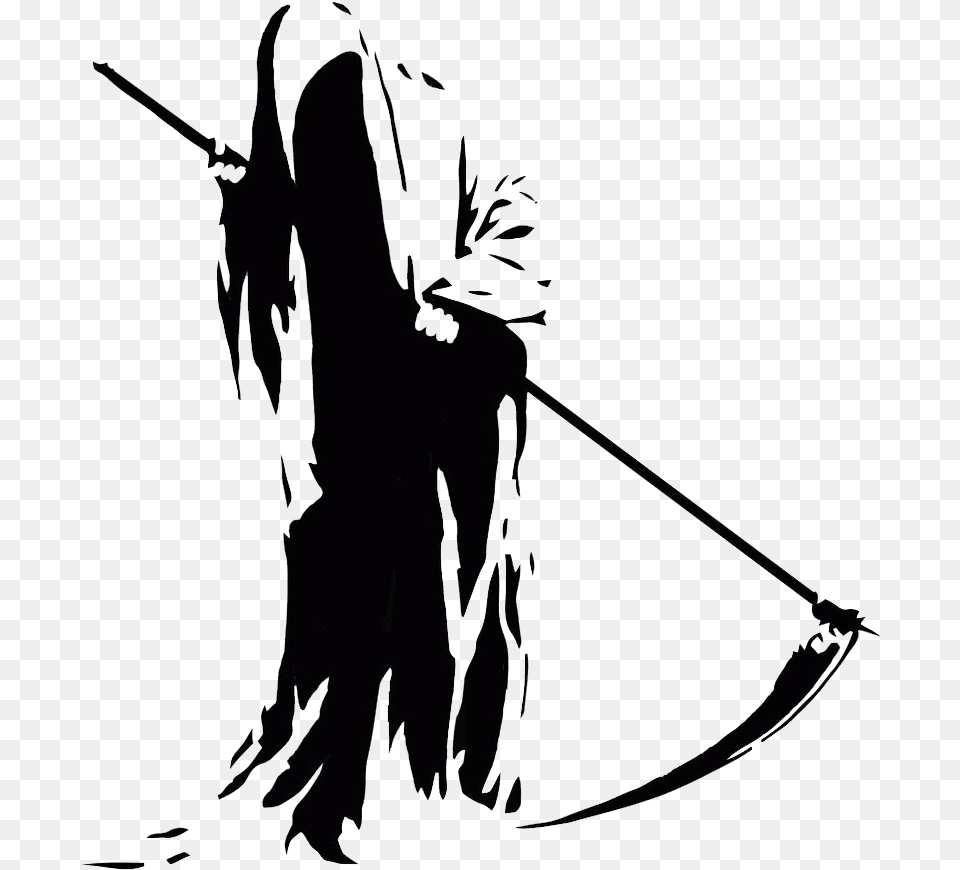 Death Grim Reaper Black And White, Weapon, Silhouette, Bow Free Png