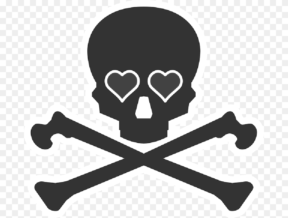 Death Heart Skull Skull And Crossbones Heart, Stencil, People, Person Free Png