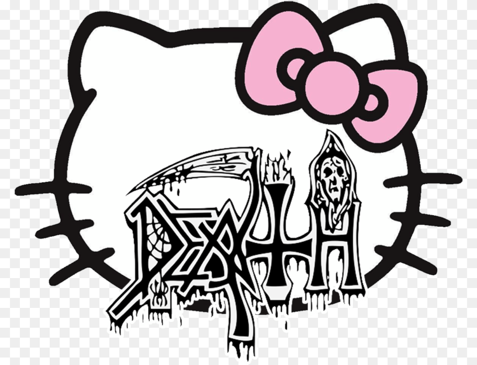 Death Hk Hello Kitty Sanrio Punk Goth Gothic, Sticker, Cushion, Home Decor, Art Png Image