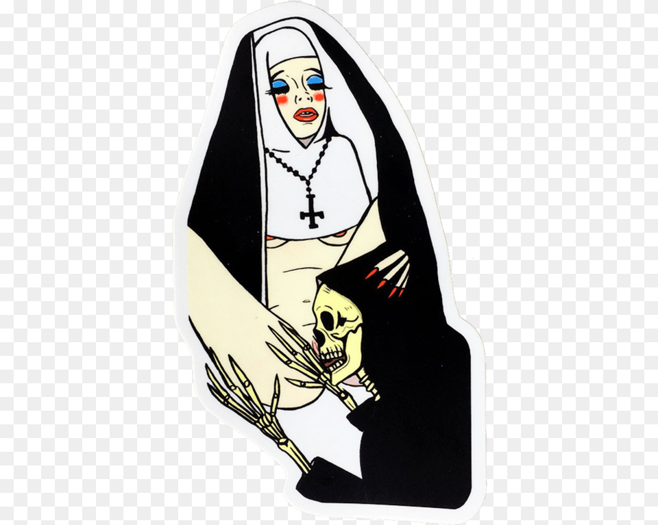 Death Lick Sticker Death Lick Nun, Person, Accessories, Jewelry, Necklace Free Png Download