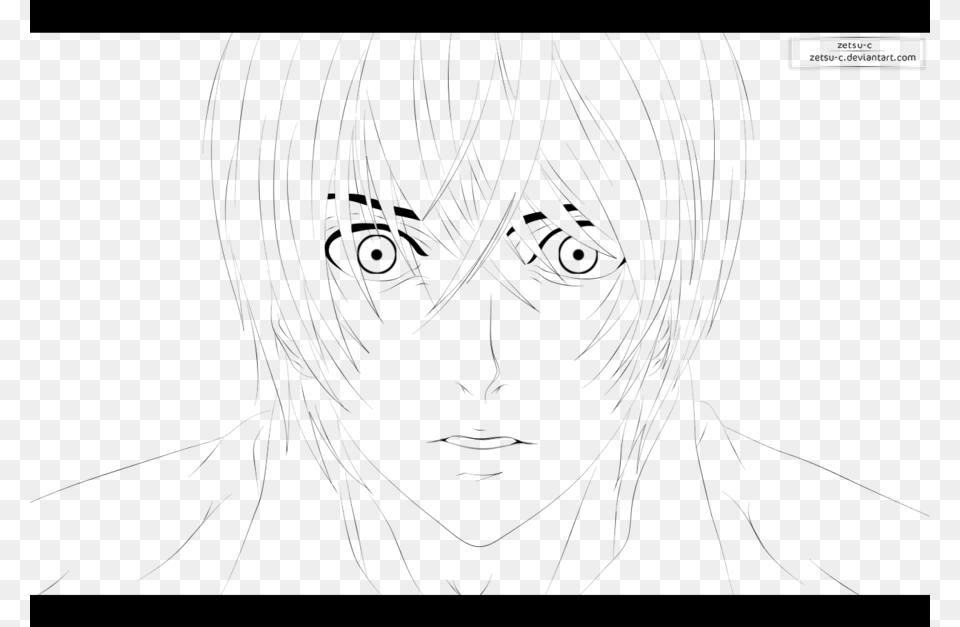 Death Note Kira Lineart By Zetsu C Sketch Free Transparent Png