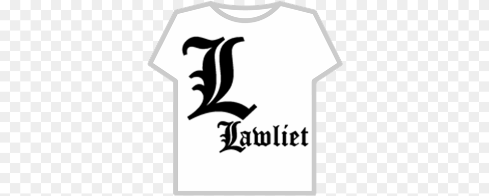 Death Note L Lawliet Ryuzaki L Roblox Emblem, Clothing, T-shirt Free Png Download