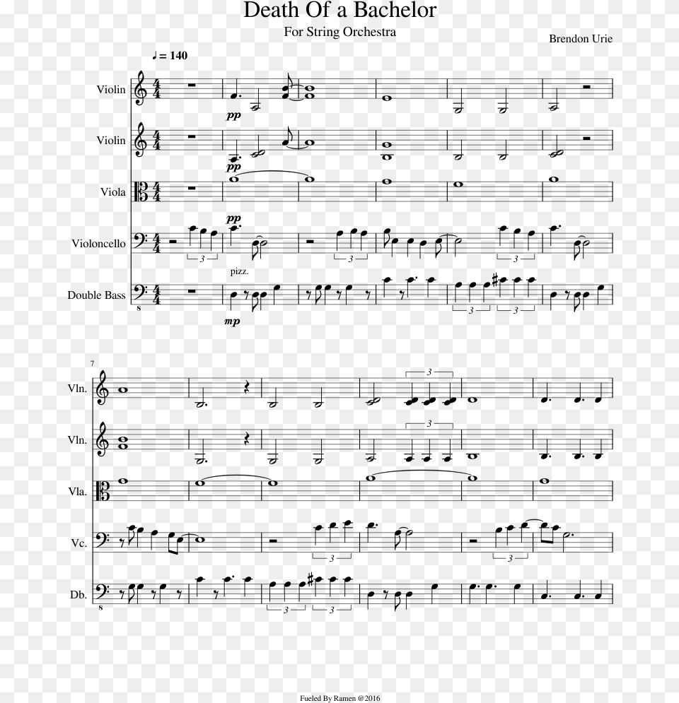 Death Of A Bachelor Sheet Music Composed By Brendon Death Of A Bachelor Violin, Gray Free Transparent Png