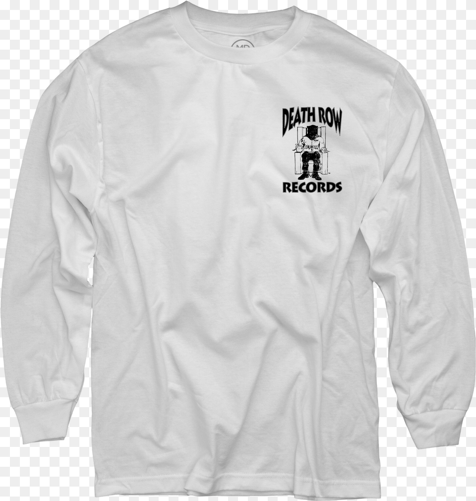 Death Row Records White Long Sleeve 45 Long Sleeved T Shirt, Clothing, Long Sleeve, T-shirt, Knitwear Free Png Download