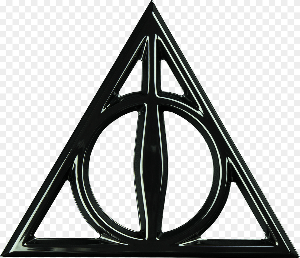 Deathly Hallows Chrome Premium Emblem Harry Potter Popcultcha, Triangle, Arrow, Arrowhead, Weapon Free Png