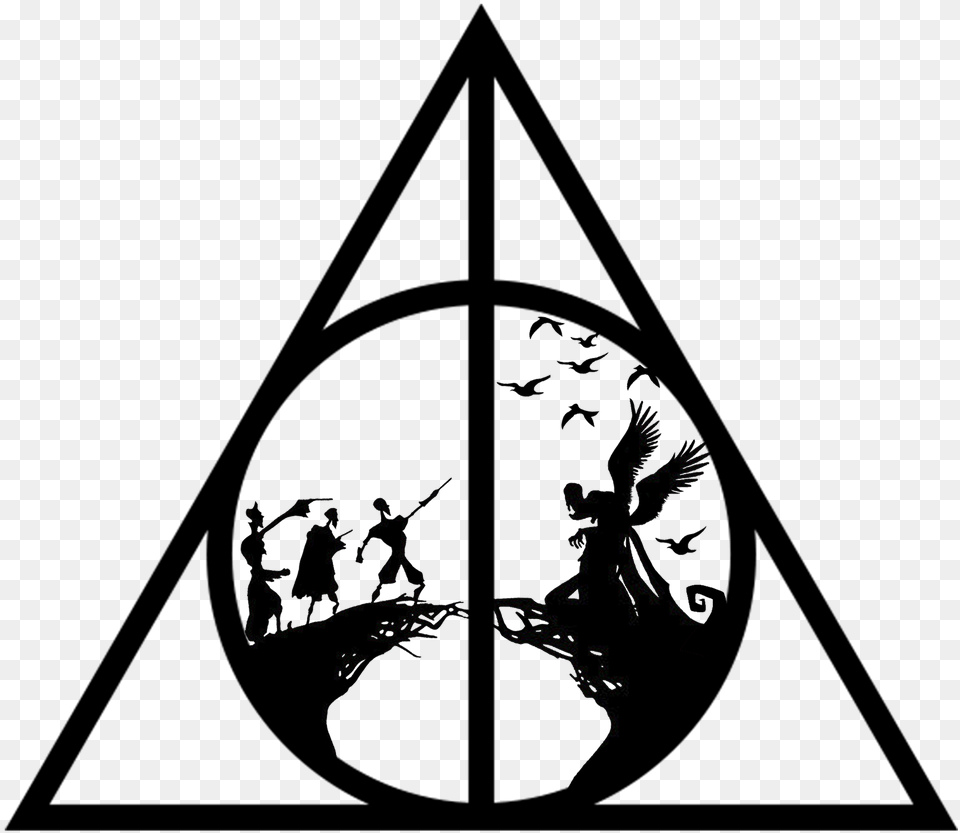 Deathly Hallows Symbol Three Brothers, Silhouette, Stencil, Art Png