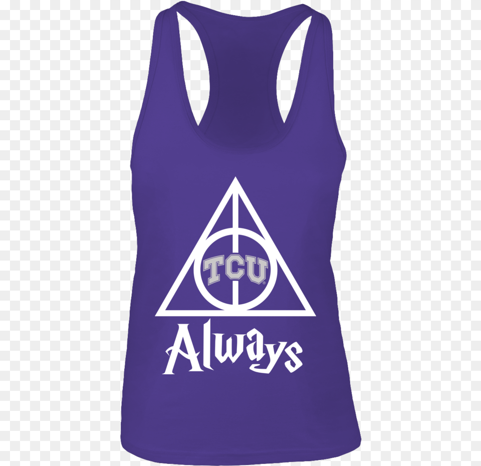 Deathly Hallows Tcu Horned Frogs Shirt Deathly Hallows Deathly Hallows Bumper Sticker, Clothing, Tank Top, Person Png