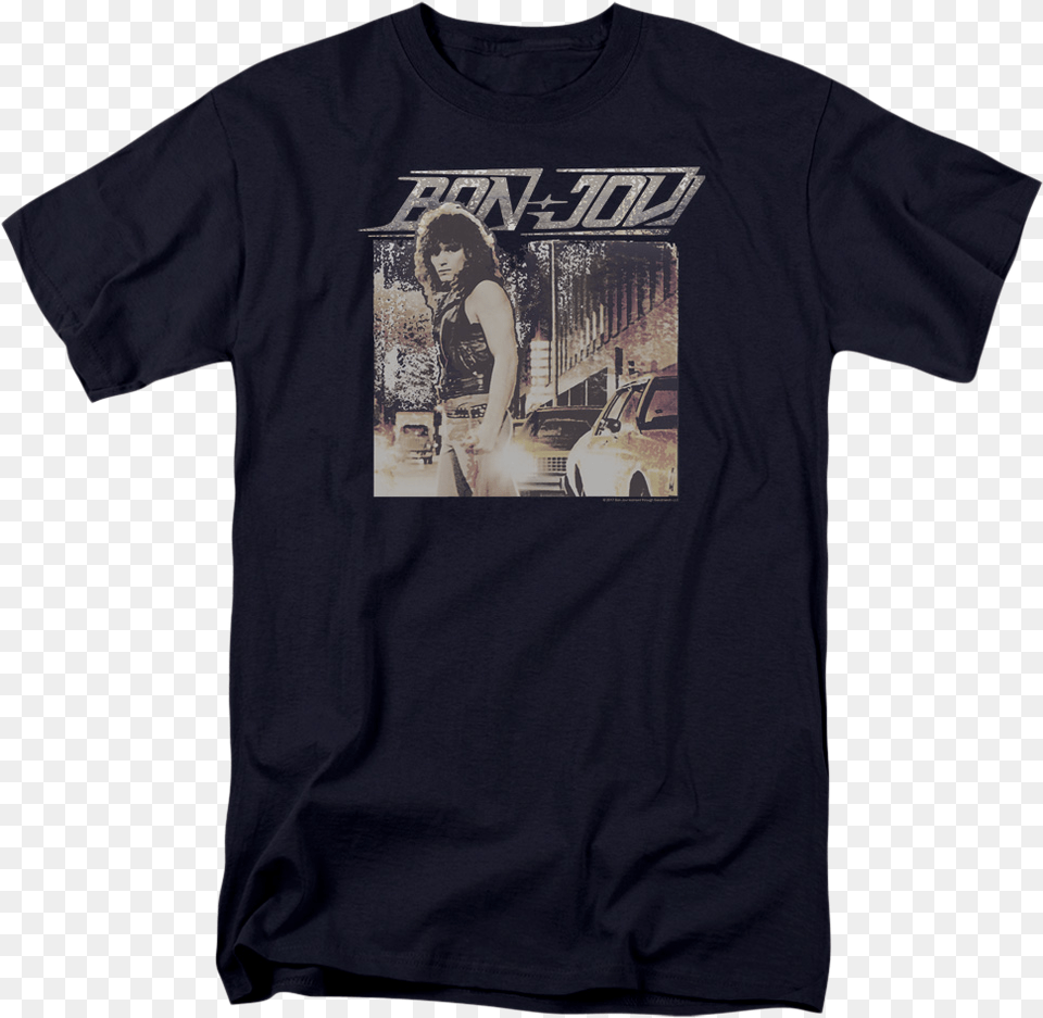 Debut Bon Jovi T Shirt Unwound Band T Shirt, T-shirt, Clothing, Adult, Person Png Image