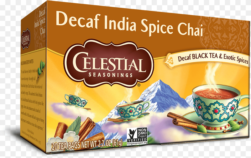 Decaf India Spice Chai Tea 20 Bags Celestial Seasonings Tea, Cup, Beverage, Coffee, Coffee Cup Free Transparent Png