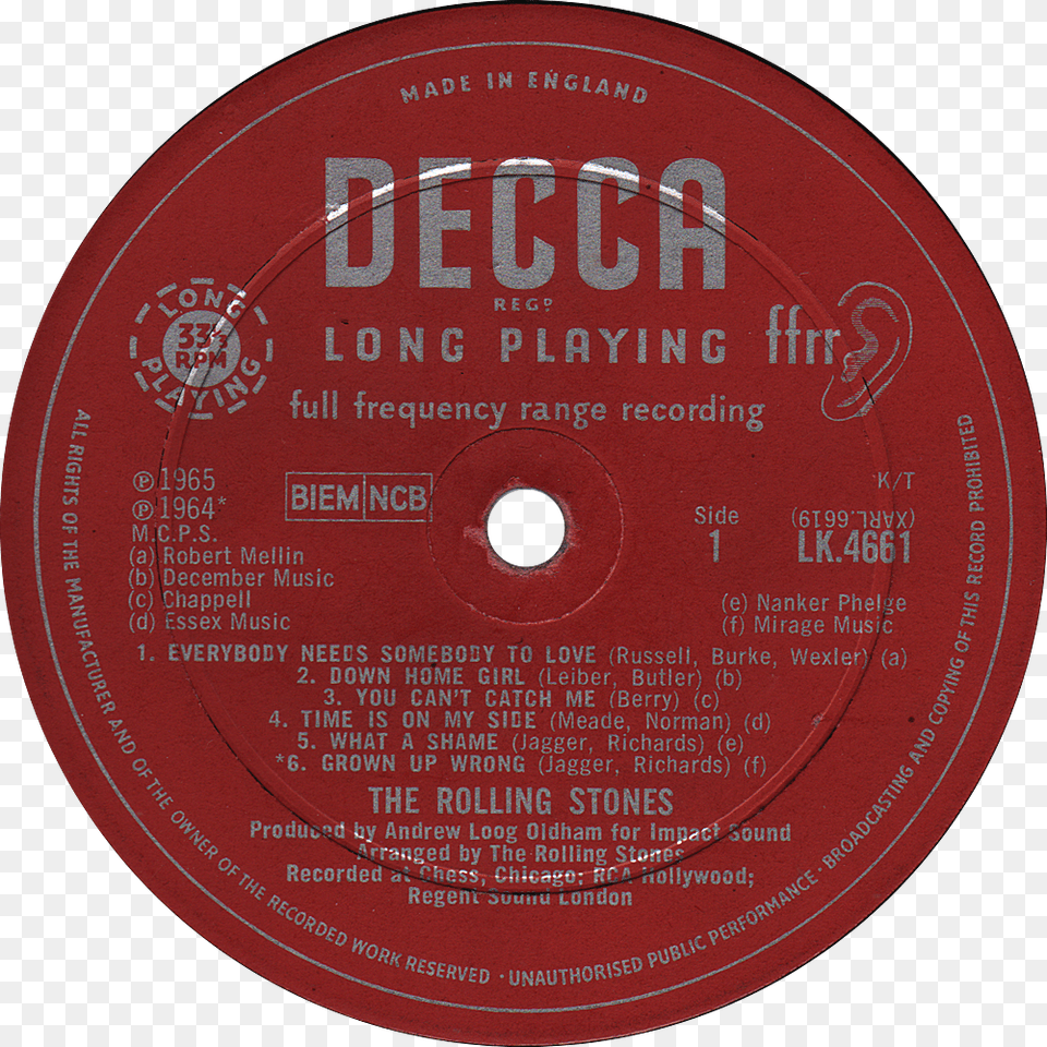Decca Lk4661 Rolling Stones Label Decca The Rolling Stones, Disk, Text, Dvd Png Image