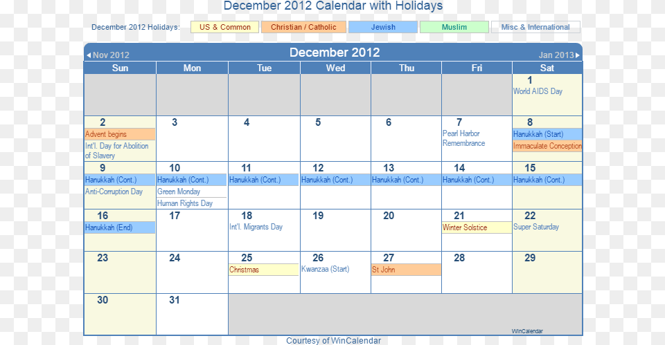 December 2012 Calendar Printable Print Friendly December April 2019 Holiday Calendar, Text Free Transparent Png