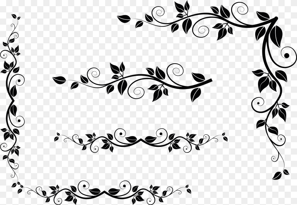 Deco Leaves Clipart Picture Leaves Black And White, Pattern Png