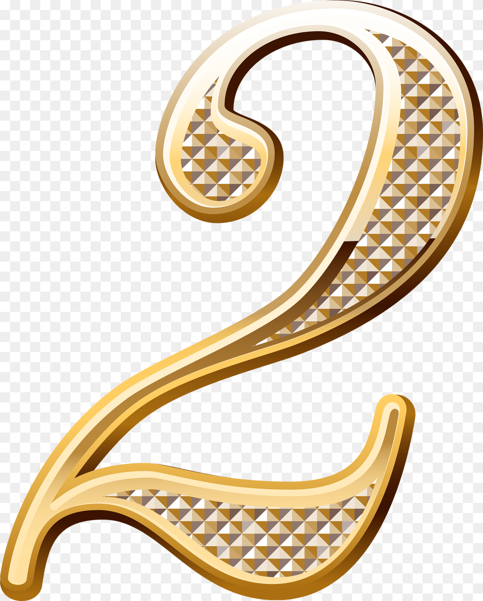 Deco Number Two Gold Number, Accessories, Earring, Jewelry, Text Png Image