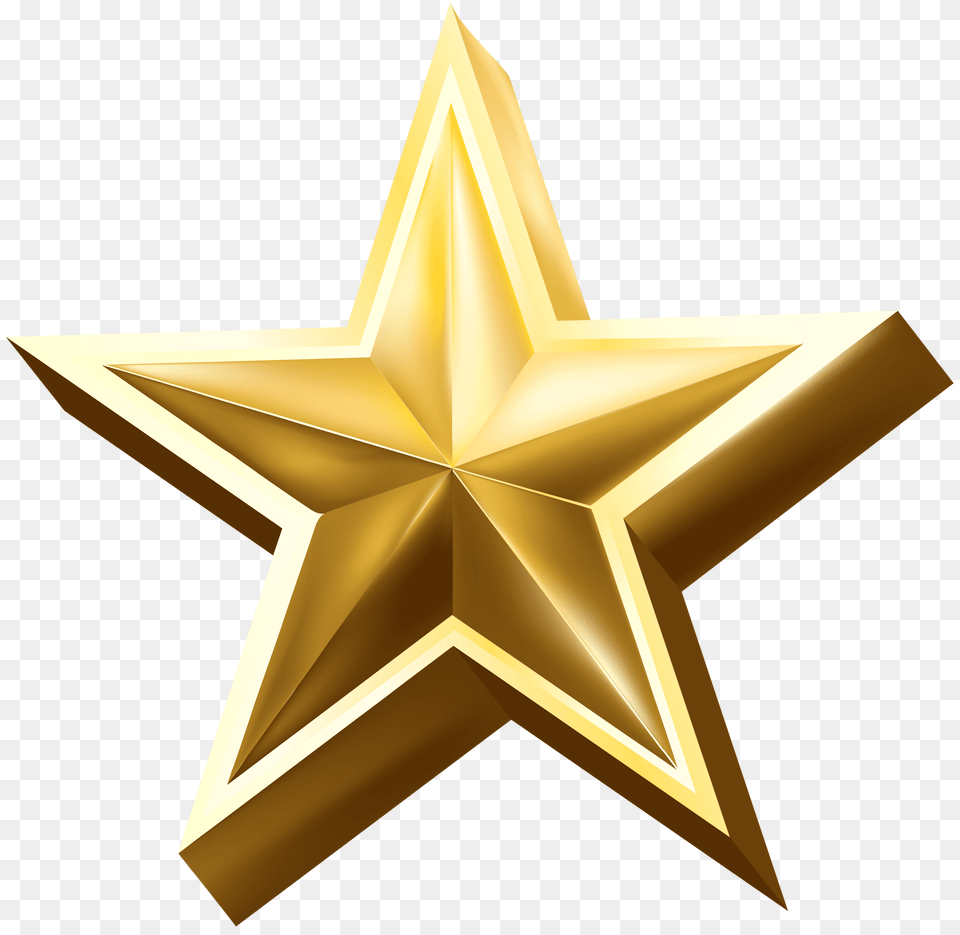 Deco Star Transparent Clip Art Image, Star Symbol, Symbol, Cross, Gold Png