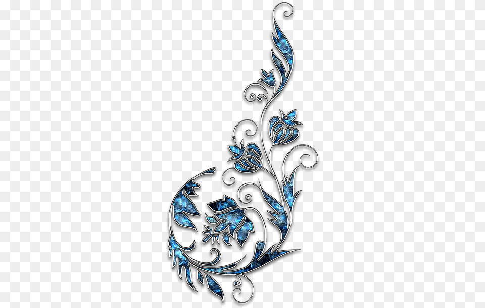 Decor Ornament Jewelry Flower Blue Silver Transparent Blue Decoration, Art, Floral Design, Graphics, Pattern Free Png