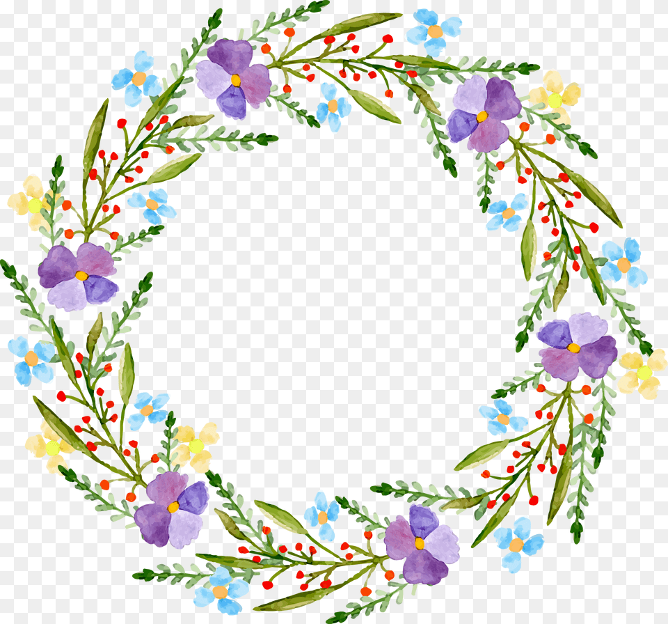 Decor Vector Garland Flower Wreath Yellow And Blue, Art, Floral Design, Graphics, Pattern Free Png Download